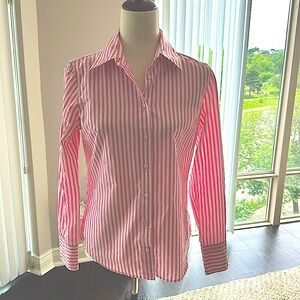 J Crew 100% Cotton Pink and White Button Up Shirt S